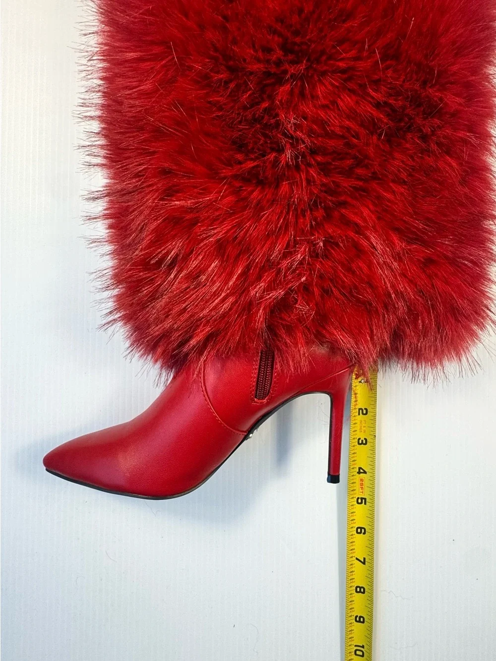 Red Faux Fur Thigh-High Stiletto Boots – Size 6 – NIB ❤️🔥